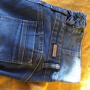 Size -9 blue Jeankalowa with bow in front and back 4 gold diamond buttons
